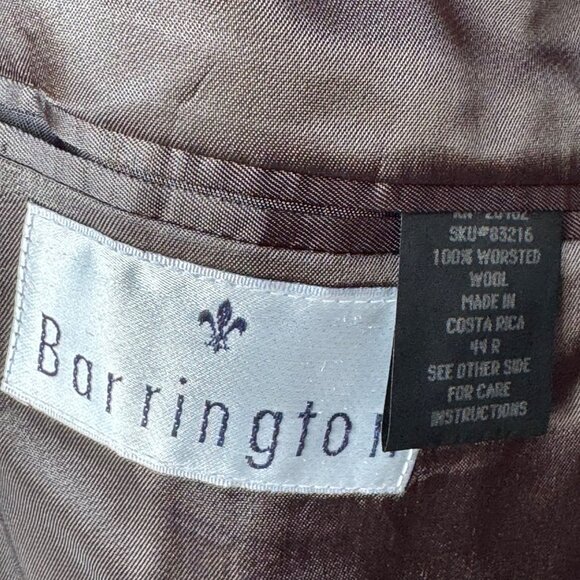 Barrington Premier Mens Suit Coat 44 Reg Dark Gray Worsted Wool Textured New - Picture 4 of 11